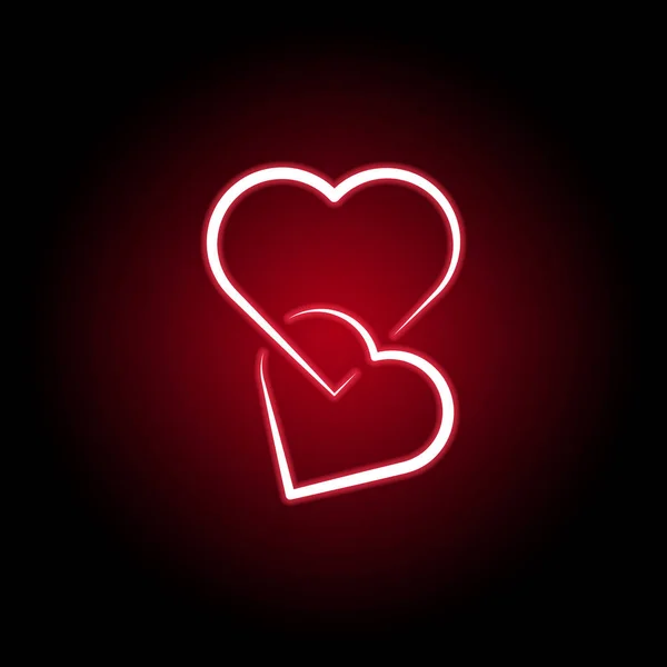 Icono de corazón en estilo neón rojo. Conjunto de iconos de ilustración corazones. Signos, símbolos se pueden utilizar para la web, logotipo, aplicación móvil, interfaz de usuario, UX — Vector de stock