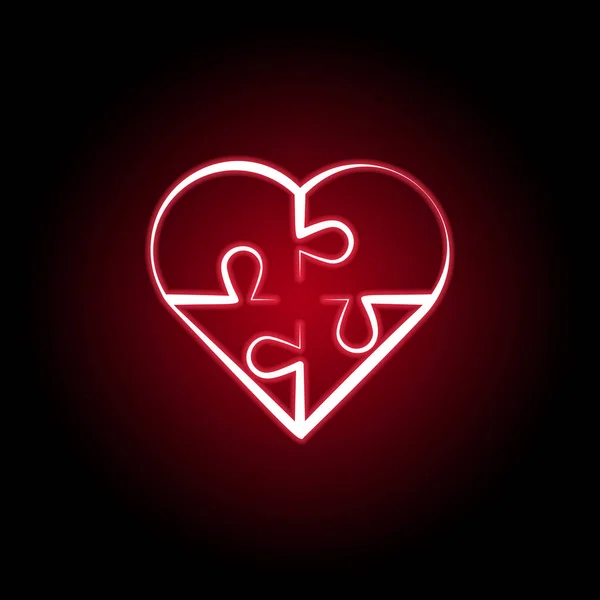 Heart icon in red neon style. Set of hearts illustration icons. Signs, symbols can be used for web, logo, mobile app, UI, UX — Stock Vector