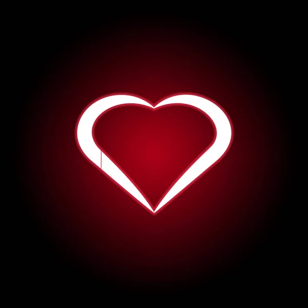 Icono de corazón en estilo neón rojo. Conjunto de iconos de ilustración corazones. Signos, símbolos se pueden utilizar para la web, logotipo, aplicación móvil, interfaz de usuario, UX — Vector de stock