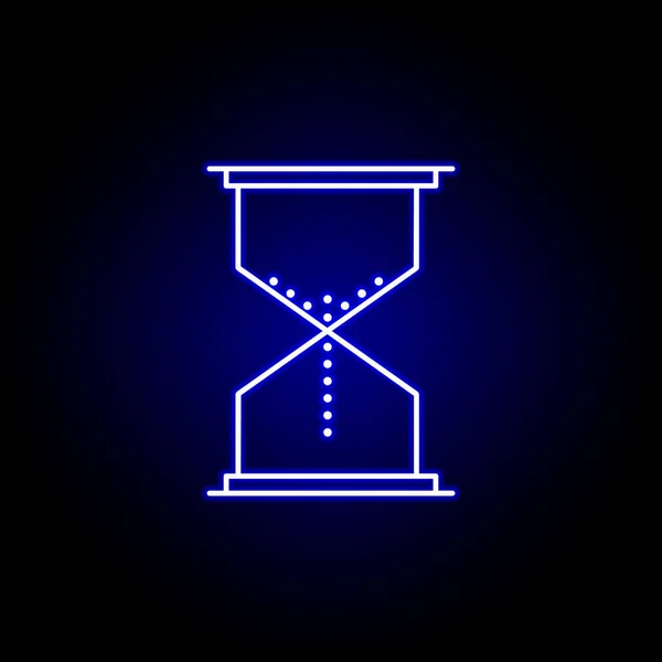 Zandloper klok tijd pictogram in blauwe neon stijl.. Elementen van tijd illustratie pictogram. Tekens, symbolen kunnen worden gebruikt voor web, logo, mobiele app, ui, UX — Stockvector