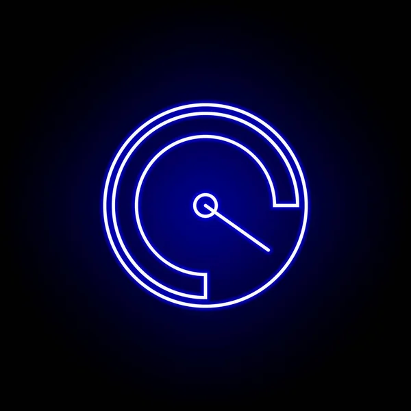 Snelheidsmeter snelheid tijdklok pictogram in blauwe neon stijl.. Elementen van tijd illustratie pictogram. Tekens, symbolen kunnen worden gebruikt voor web, logo, mobiele app, ui, UX — Stockvector