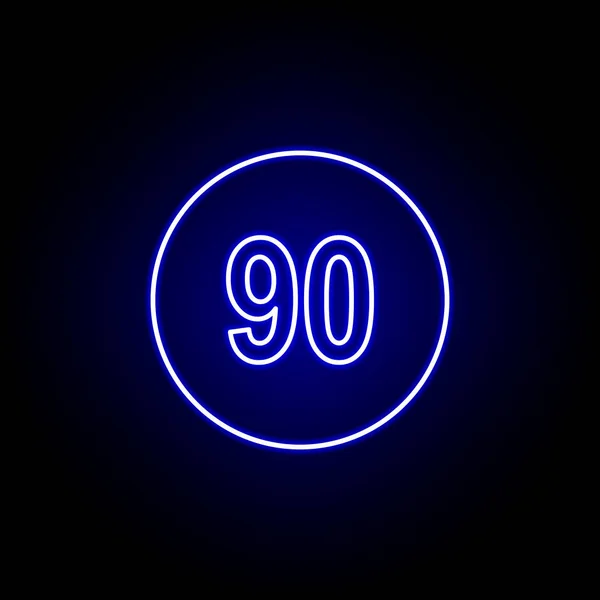 Tempo-90-Symbol im blauen Neon-Stil.. Elemente der Zeitanzeige-Symbol. Zeichen, Symbole können für Web, Logo, mobile App, ui, ux verwendet werden — Stockvektor