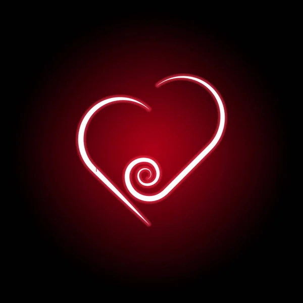 Hjärt ikon i röd neonstil. Uppsättning hjärtan illustration ikoner. Tecken, symboler kan användas för webb, logo, mobilapp, UI, UX — Stock vektor