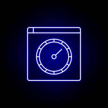 Mavi Neon tarzı web tarayıcı hızı hız simgesi.. Zaman illüstrasyon simgesi öğeleri. İşaretler, semboller Web, logo, mobil uygulama, ui, UX için kullanılabilir
