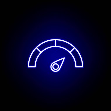 Mavi Neon tarzı hız göstergesi hızı simgesi.. Zaman illüstrasyon simgesi öğeleri. İşaretler, semboller Web, logo, mobil uygulama, ui, UX için kullanılabilir