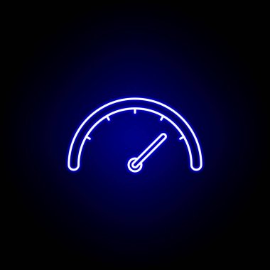 Mavi Neon tarzı hız göstergesi hızı simgesi.. Zaman illüstrasyon simgesi öğeleri. İşaretler, semboller Web, logo, mobil uygulama, ui, UX için kullanılabilir