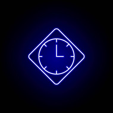 Mavi Neon tarzı duvar saati zaman simgesi.. Zaman illüstrasyon simgesi öğeleri. İşaretler, semboller Web, logo, mobil uygulama, ui, UX için kullanılabilir