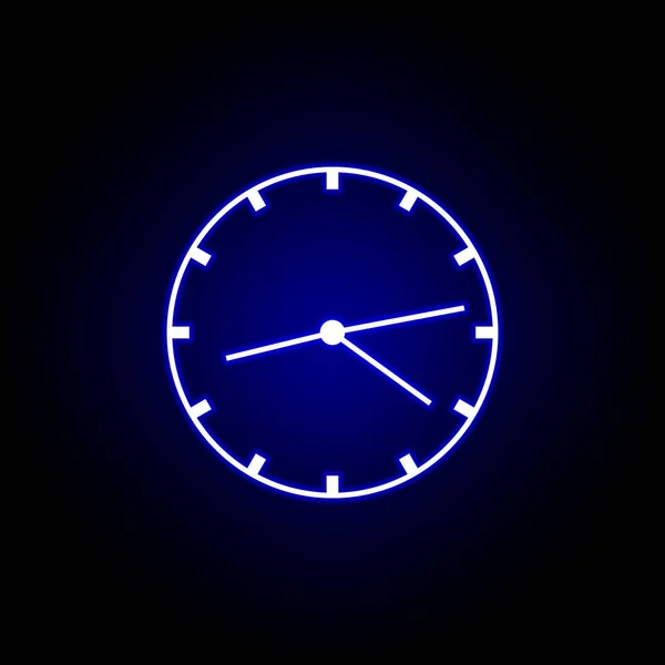 Orologio da parete icona del tempo in stile neon blu.. Elementi di icona illustrazione del tempo. Segni, simboli possono essere utilizzati per il web, logo, app mobile, UI, UX — Vettoriale Stock