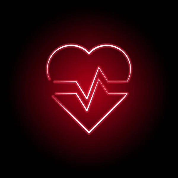 Hjärt ikon i röd neonstil. Uppsättning hjärtan illustration ikoner. Tecken, symboler kan användas för webb, logo, mobilapp, UI, UX — Stock vektor