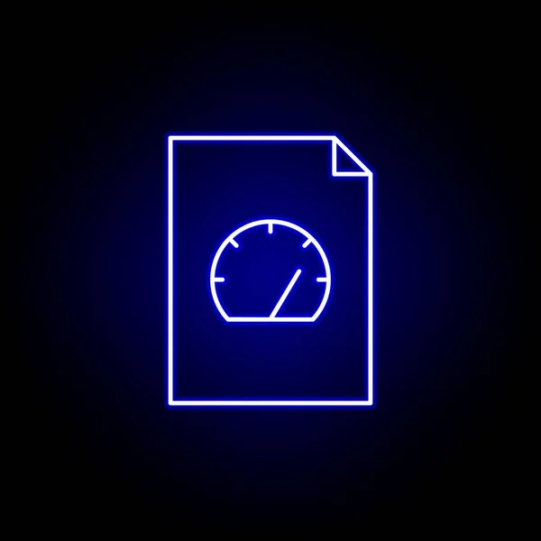 Documento icono de hora del reloj velocímetro en estilo de neón azul.. Elementos del icono de ilustración del tiempo. Signos, símbolos se pueden utilizar para la web, logotipo, aplicación móvil, interfaz de usuario, UX — Vector de stock