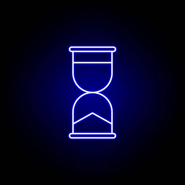 Relógio de ampulheta ícone no estilo de néon azul.. Elementos do ícone ilustração do tempo. Sinais, símbolos podem ser usados para web, logotipo, aplicativo móvel, UI, UX —  Vetores de Stock