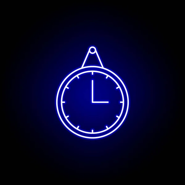 Horloge murale icône de temps dans le style néon bleu.. Eléments de l'icône de l'illustration du temps. Signes, symboles peuvent être utilisés pour le web, logo, application mobile, UI, UX — Image vectorielle