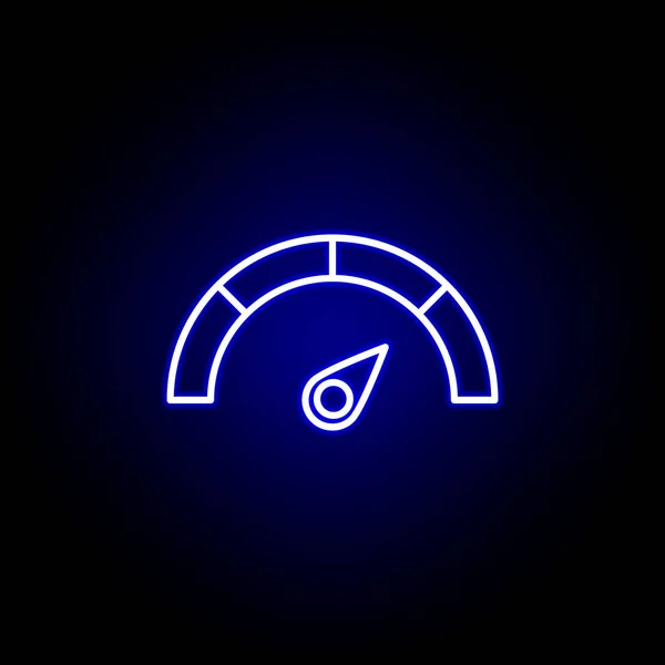 Snelheidsmeter snelheid pictogram in blauwe neon stijl.. Elementen van tijd illustratie pictogram. Tekens, symbolen kunnen worden gebruikt voor web, logo, mobiele app, ui, UX — Stockvector