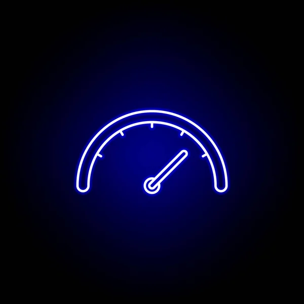 Speedometer speed icon in blue neon style.. Elements of time illustration icon. Signs, symbols can be used for web, logo, mobile app, UI, UX — Stock Vector