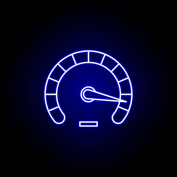 Speedometer speed icon in blue neon style.. Elements of time illustration icon. Signs, symbols can be used for web, logo, mobile app, UI, UX — Stock Vector