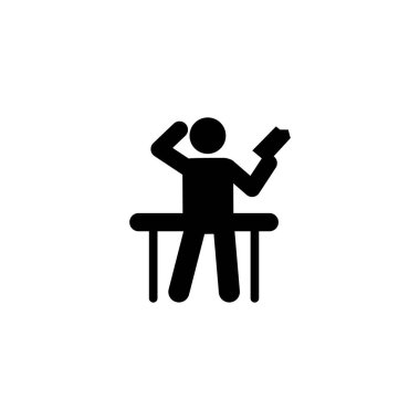 Öğrenci kitabı okuma sınıfı simgesi. Okul çizim simgesine geri öğesi. İşaretler ve Web siteleri, Web tasarım, mobil uygulama, ui, UX için sembol koleksiyonu simgesi