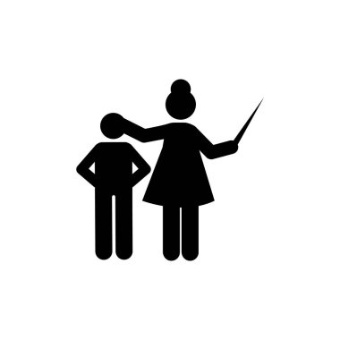 Öğretmen öğrenci açıklama simgesi. Okul çizim simgesine geri öğesi. İşaretler ve Web siteleri, Web tasarım, mobil uygulama, ui, UX için sembol koleksiyonu simgesi