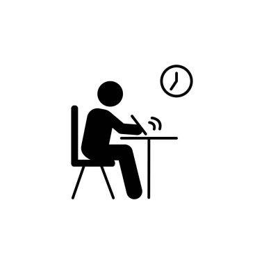 Öğrenci yazma zamanı sınavı simgesi. Okul çizim simgesine geri öğesi. İşaretler ve Web siteleri, Web tasarım, mobil uygulama, ui, UX için sembol koleksiyonu simgesi