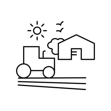 Tarım ağaç ev çizgi simgesi. Manzara simgesinin unsuru