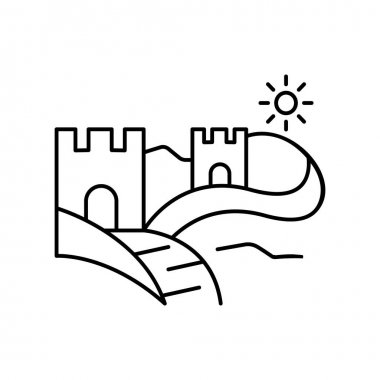 Büyük duvar alanı güneş hattı simgesi. Manzara simgesinin unsuru