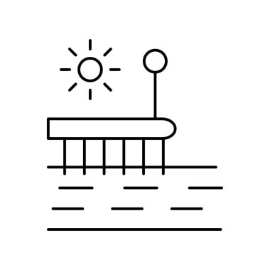 Nehir manzara güneş hattı simgesi. Manzara simgesinin unsuru