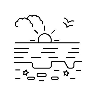 Plaj Deniz Yelkenli hattı simgesi. Manzara simgesinin unsuru