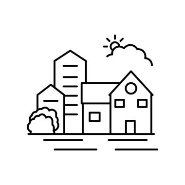 Ana kasaba güneş hattı simgesi. Manzara simgesinin unsuru