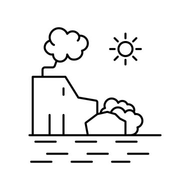 Rocky Coast güneş plaj hattı simgesi. Manzara simgesinin unsuru