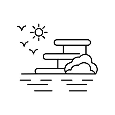 Resort Relax deniz doğa hattı simgesi. Manzara simgesinin unsuru