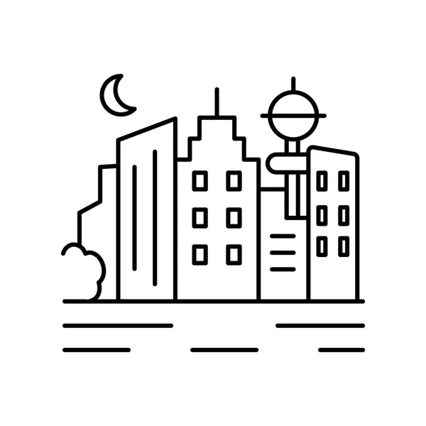 City sea urban landscape line icon. Element of landscapes icon — Stock Vector