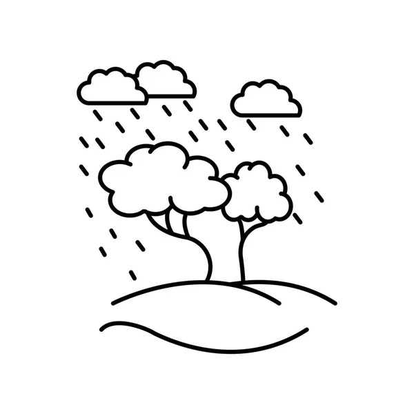 Tree landscape rain line icon. Element of landscapes icon