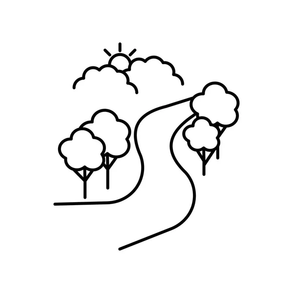 Camino árbol campo paisaje línea icono. Elemento del icono de paisajes — Vector de stock
