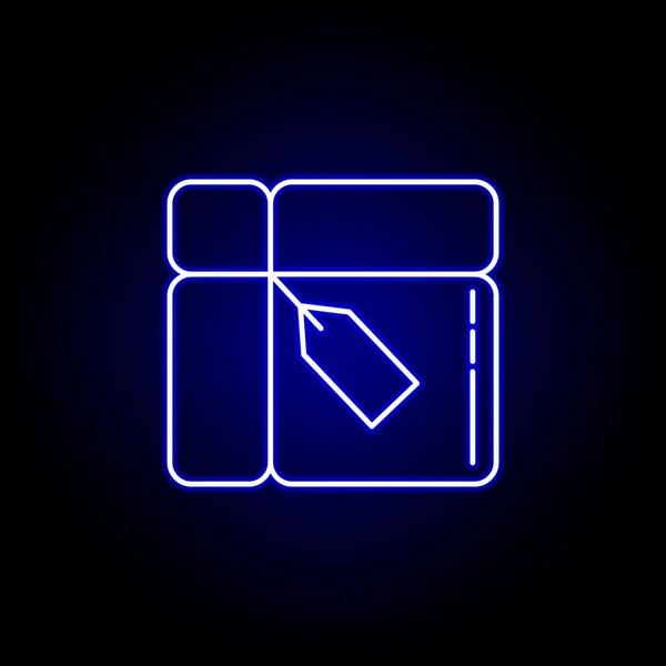 Icono de línea de paquete en estilo de neón azul. Conjunto de iconos de ilustración logística. Signos, símbolos se pueden utilizar para la web, logotipo, aplicación móvil, interfaz de usuario, UX — Vector de stock