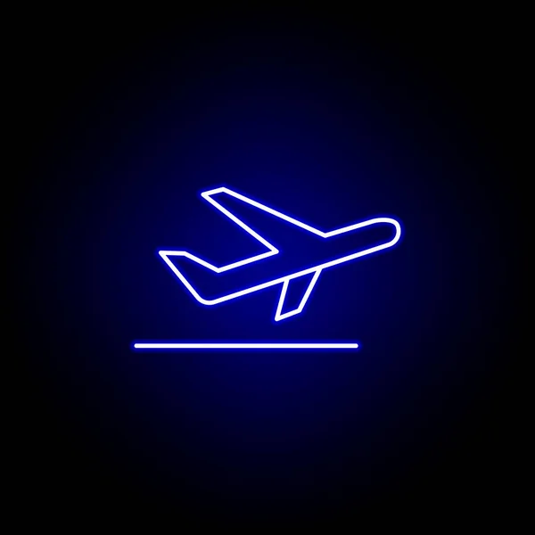 Plane line icon in blue neon style. Set of logistics illustration icons. Signs, symbols can be used for web, logo, mobile app, UI, UX — Stock Vector