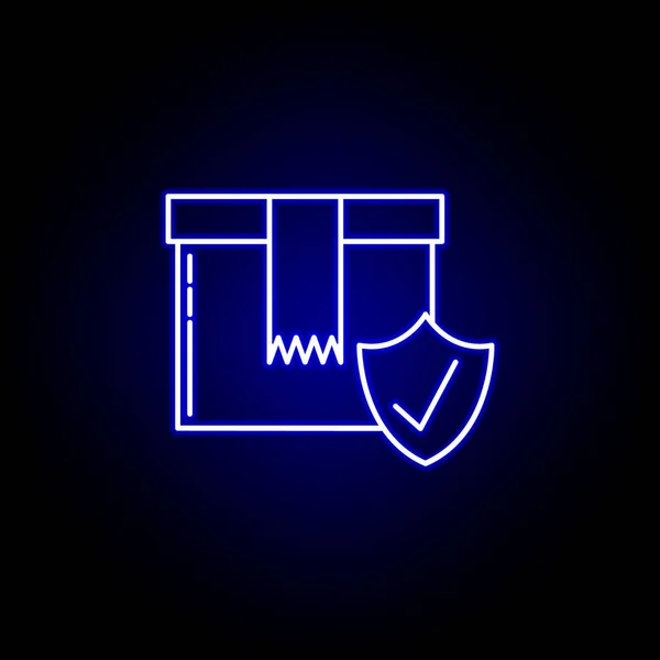 Schutz-Paketzeilen-Symbol in blauem Neon-Stil. eine Reihe von Logistik-Symbolen. Zeichen, Symbole können für Web, Logo, mobile App, ui, ux verwendet werden — Stockvektor