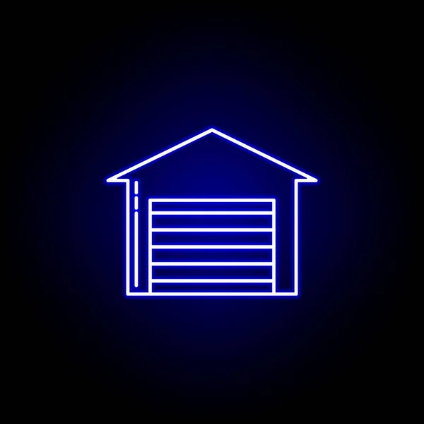 Icona della linea del magazzino in stile neon blu. Set di icone di illustrazione logistica. Segni, simboli possono essere utilizzati per il web, logo, app mobile, UI, UX — Vettoriale Stock