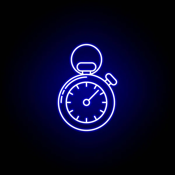 Logístico ícone cronômetro linha em estilo neon azul. Conjunto de ícones de ilustração logística. Sinais, símbolos podem ser usados para web, logotipo, aplicativo móvel, UI, UX —  Vetores de Stock