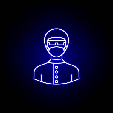 mavi neon tarzı avatar yardımcısı anahat simgesi. İşaretler ve semboller web logosu mobil uygulama Ui Ux için kullanılabilir