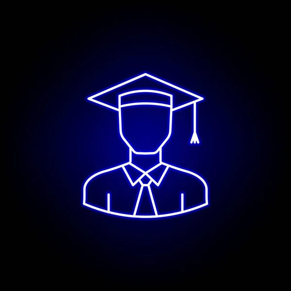 Avatar cientista delinear ícone em estilo neon azul. Sinais e símbolos podem ser usados para o logotipo da web aplicativo móvel UI UX —  Vetores de Stock