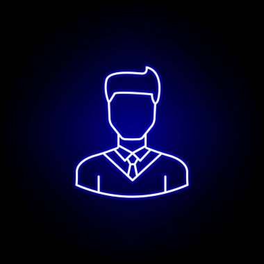 mavi neon tarzı avatar işadamı anahat simgesi. İşaretler ve semboller web logosu mobil uygulama Ui Ux için kullanılabilir