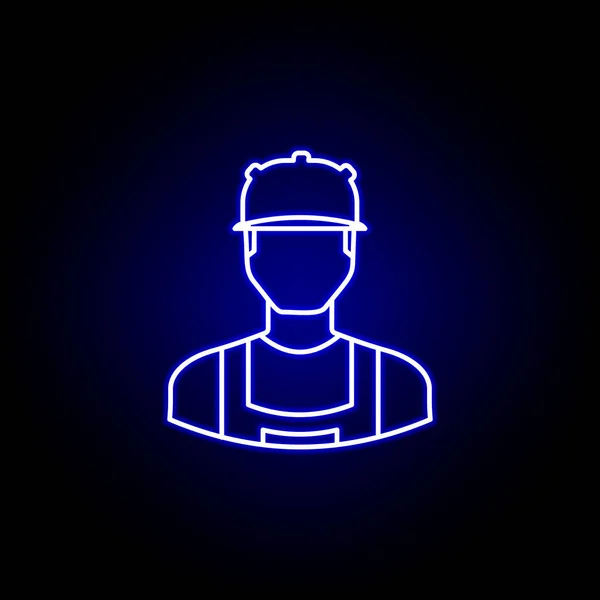 Avatar builder outline icon in blue neon style. Signs and symbols can be used for web logo mobile app UI UX — Stock Vector