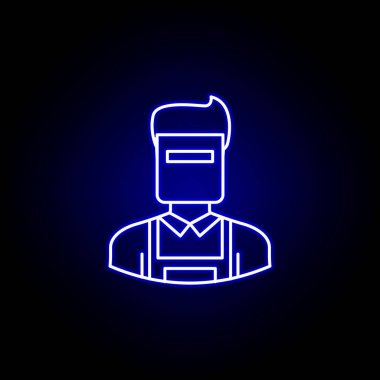 mavi neon tarzı avatar kaynakçı anahat simgesi. İşaretler ve semboller web logosu mobil uygulama Ui Ux için kullanılabilir