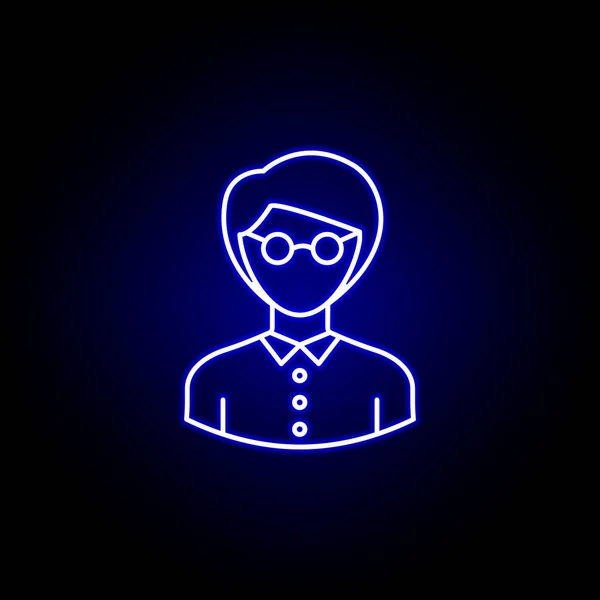 Avatar lärare kontur ikon i blå Neon stil. Tecken och symboler kan användas för webb logotypen mobil app UI UX — Stock vektor