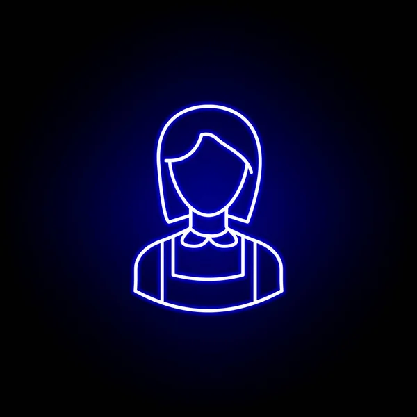 Avatar Maid kontur ikon i blått Neon stil. Tecken och symboler kan användas för webb logotypen mobil app UI UX — Stock vektor