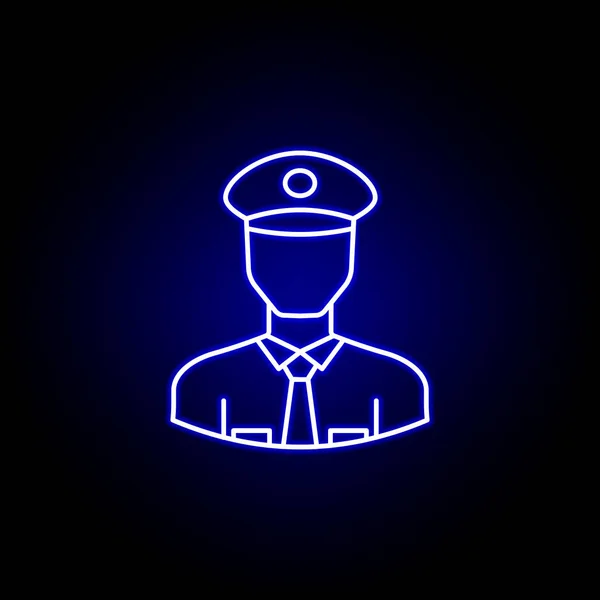 Mavi neon tarzı avatar polis anahat simgesi. İşaretler ve semboller web logosu mobil uygulama Ui Ux için kullanılabilir — Stok Vektör