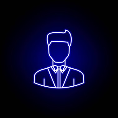 mavi neon tarzı avatar showman anahat simgesi. İşaretler ve semboller web logosu mobil uygulama Ui Ux için kullanılabilir