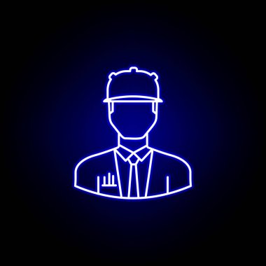 mavi neon tarzıavatar mühendisi anahat simgesi. İşaretler ve semboller web logosu mobil uygulama Ui Ux için kullanılabilir