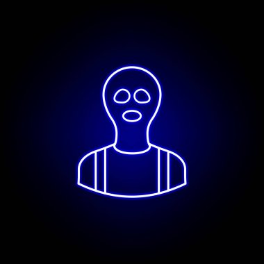 mavi neon tarzı avatar hırsız anahat simgesi. İşaretler ve semboller web logosu mobil uygulama Ui Ux için kullanılabilir