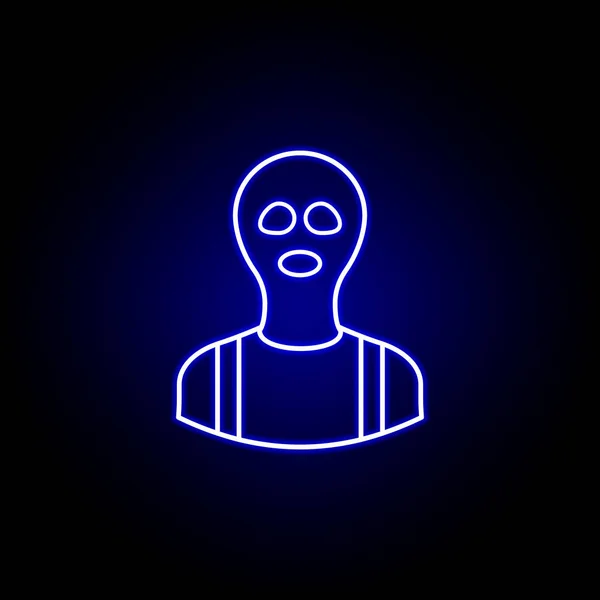 Аватар злодій контур значок в блакитному стилі неон. Знаки та символи можуть бути використані для веб-логотипу мобільний додаток UI UX — стоковий вектор