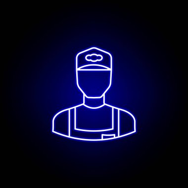 mavi neon tarzı avatar yükleyici anahat simgesi. İşaretler ve semboller web logosu mobil uygulama Ui Ux için kullanılabilir